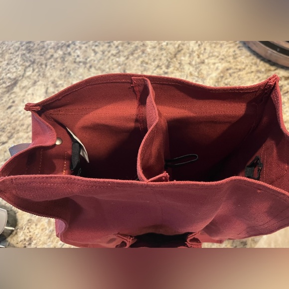 Canvas Wine Tote Bag for two bottles with 3 pockets, New - Picture 4 of 5